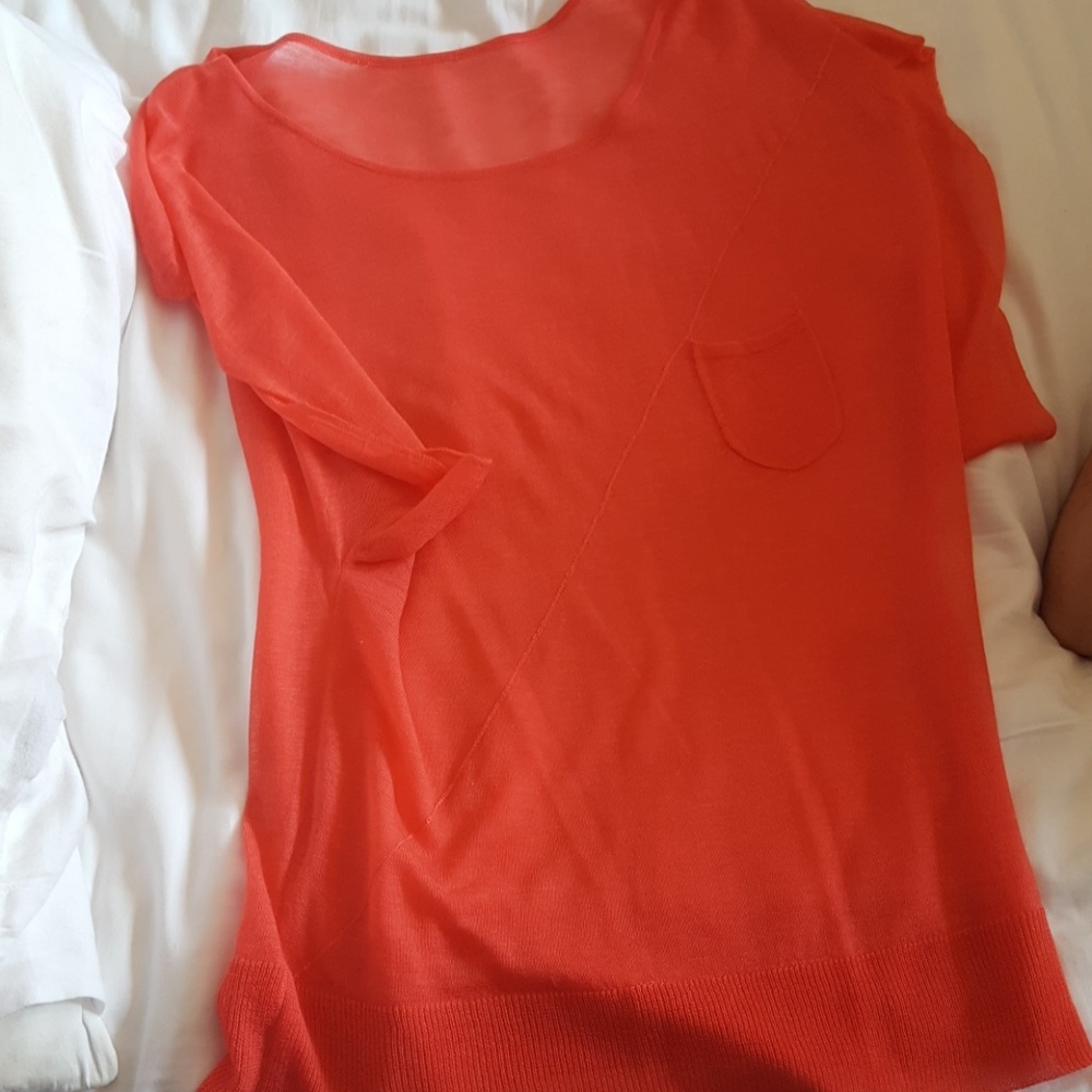 HOT PINk sheer sweater tee